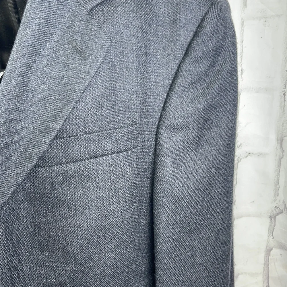 Oscar DeLa Renta Wool Blazer Single Breasted Marled Charcoal Grey Fully Lined